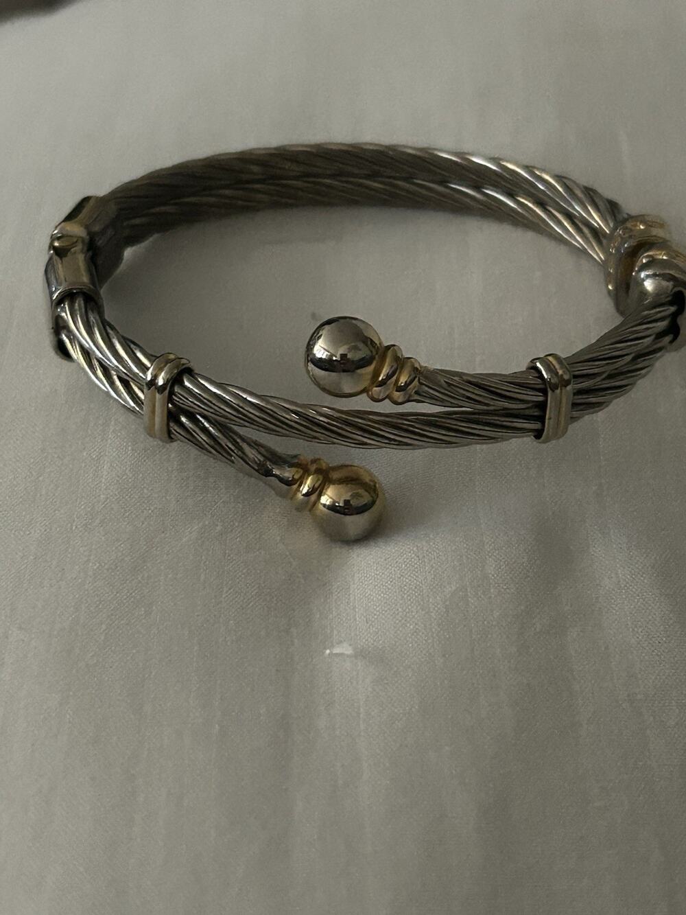 Vintage Cuff Bracelet 2-Tone Roman Medieval Theme Ball Tips Fashion Jewelry